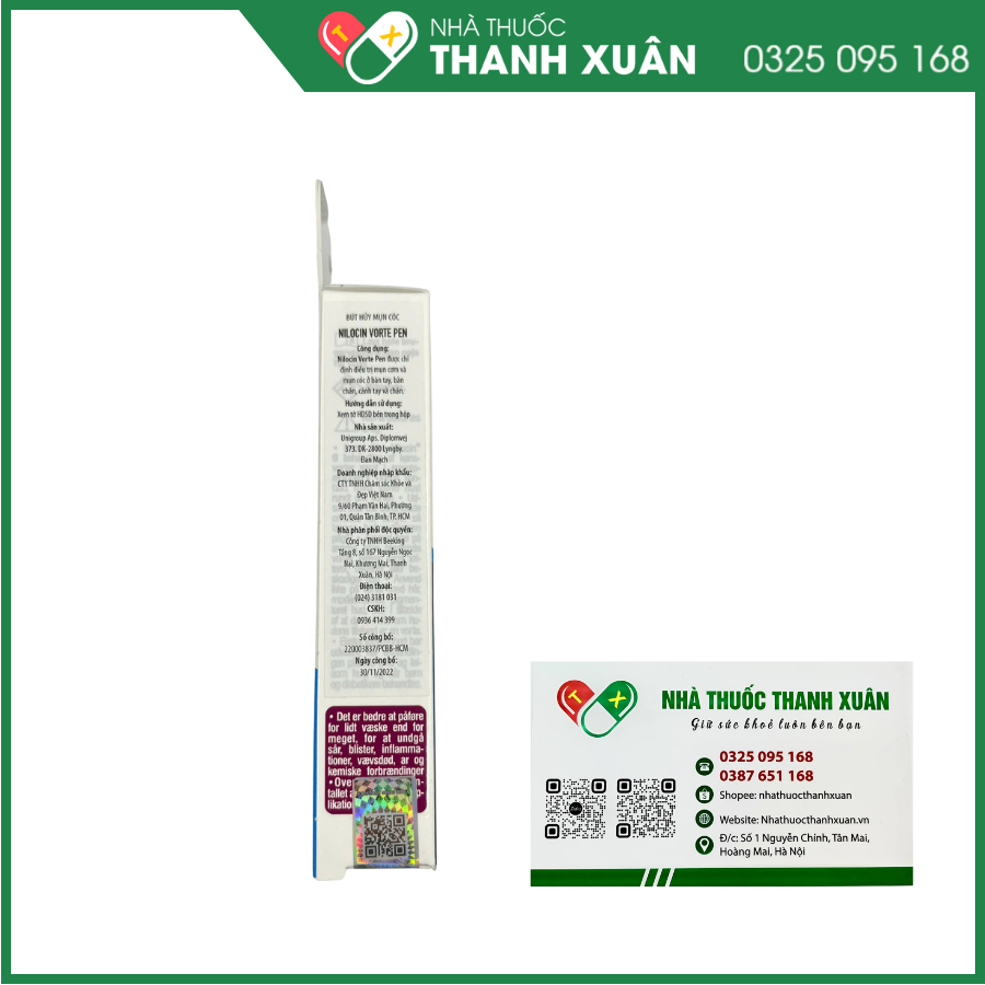 Nilocin Vorte Pen - Điều trị mụn cóc, mụn cơm ở bàn tay, bàn chân, cánh tay và chân